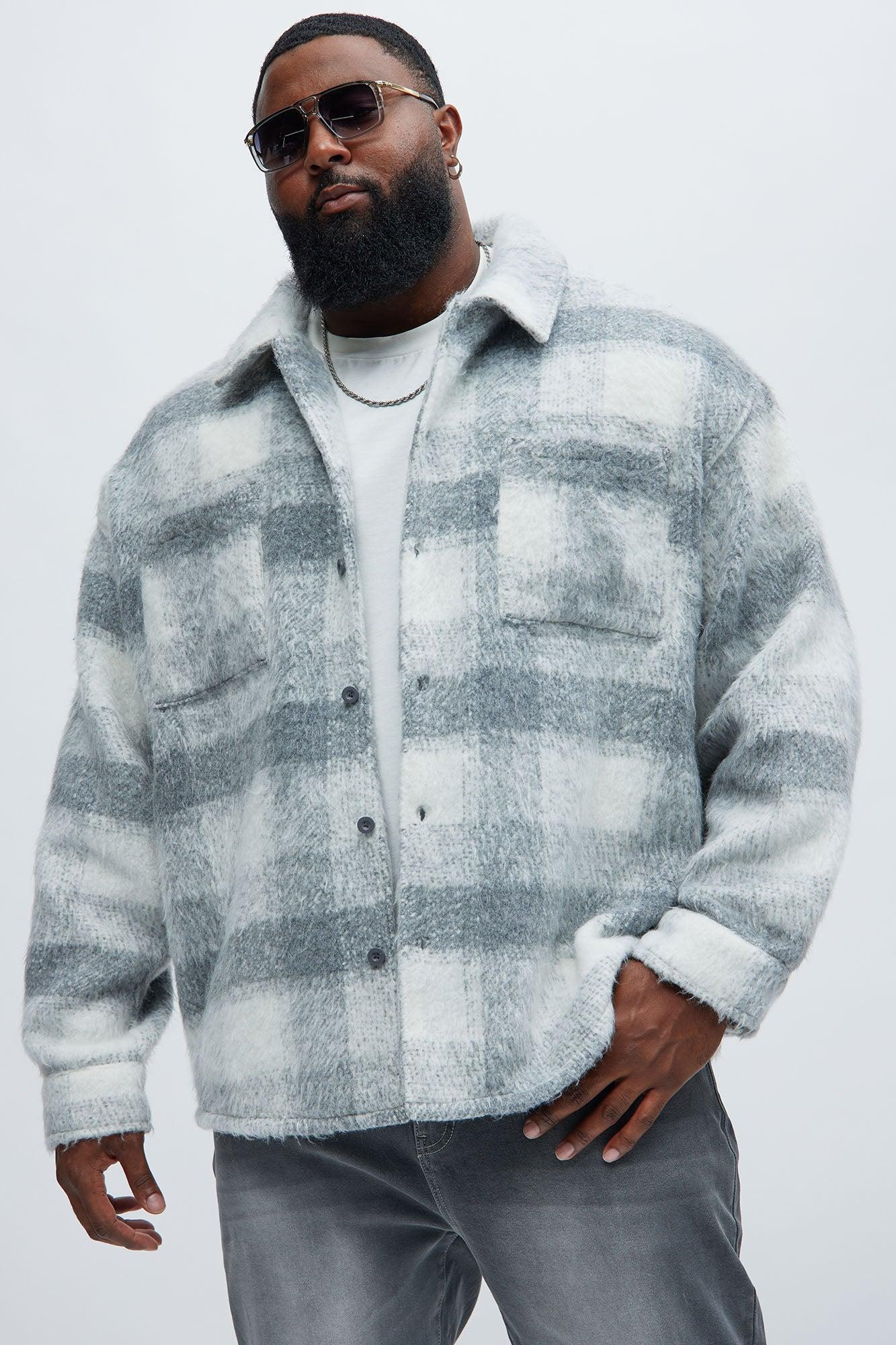 Move Up Plaid Shacket - Grey/Grey Male Product Image