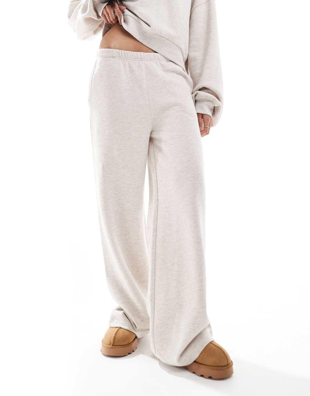ASOS DESIGN wide leg sweatpants in oatmeal - part of a set Product Image