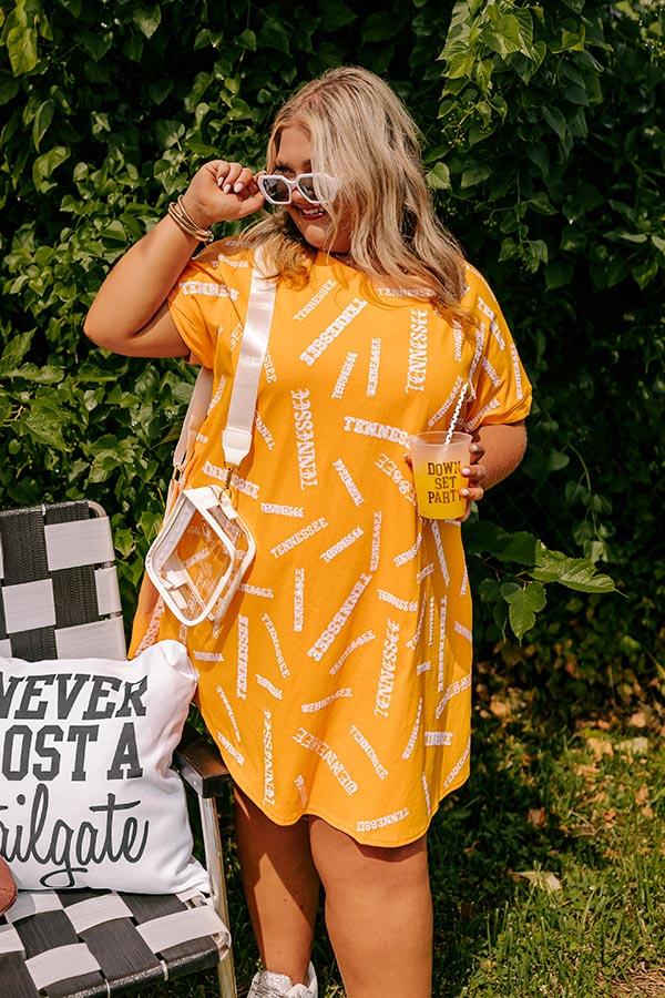 School Spirit Sequin Embroidered Mini Dress in Tennessee Curves Product Image