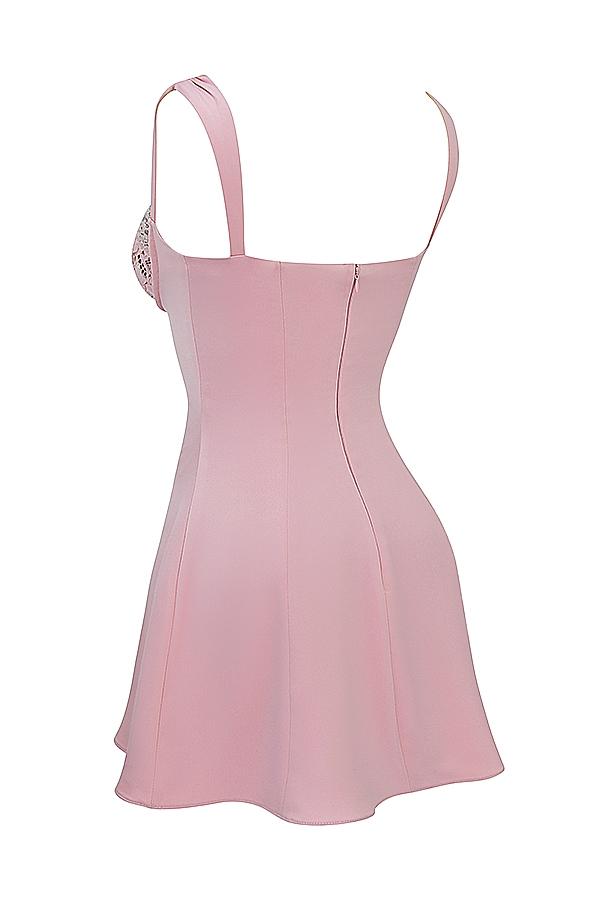 Adriana  rose satin and lace mini dress Product Image