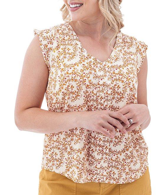 Aventura Francesca Floral Crepe Flutter V-Neck Tank Product Image