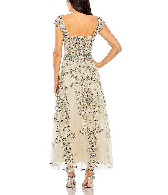 Mac Duggal Floral Embroidered Sweetheart Cap Sleeve Dress Product Image