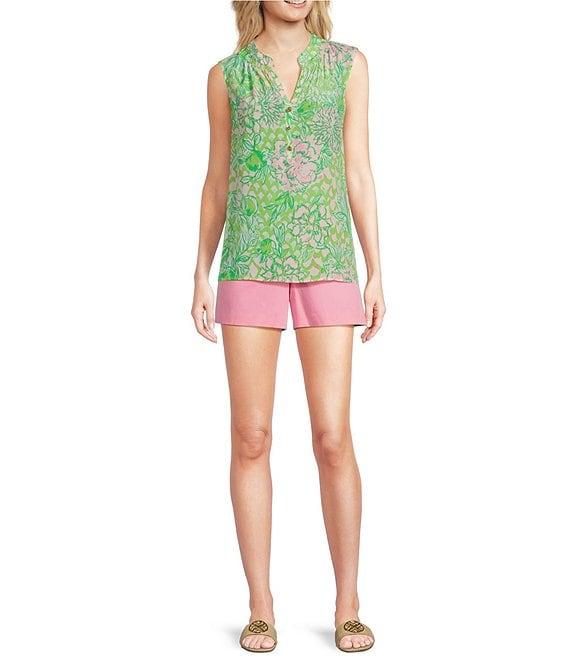 Lilly Pulitzer Elsa Printed Silk V-Neck Sleeveless Blouse Product Image