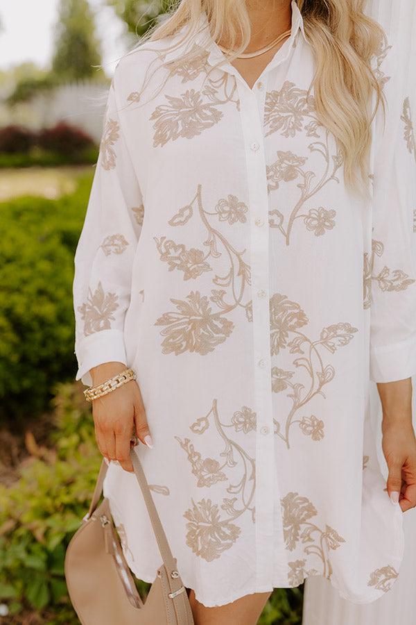 Bungalow Cutie Embroidered Button Down Mini Dress Product Image