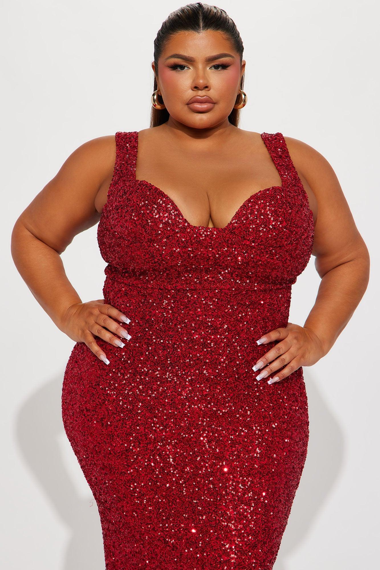 Alora Sequin Maxi Dress - Red Product Image