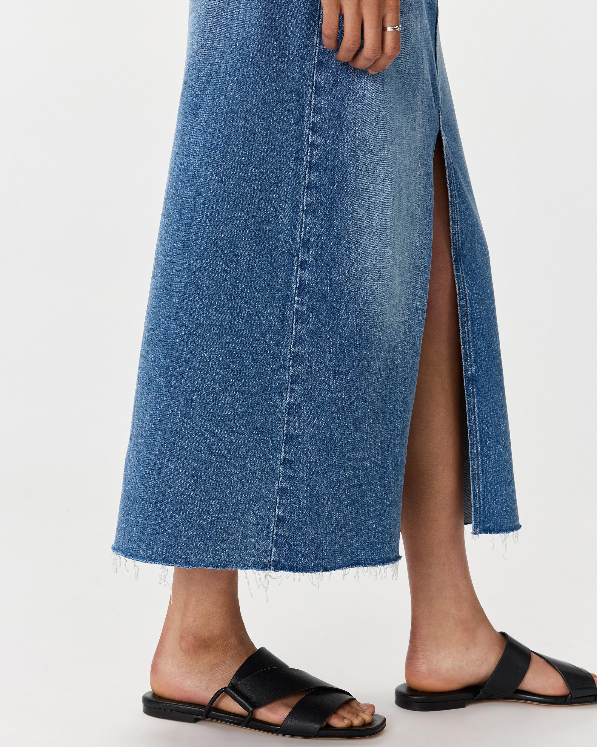 Quince | Women's Stretch Denim 5-Pocket Midi Skirt Organic Cotton Product Image
