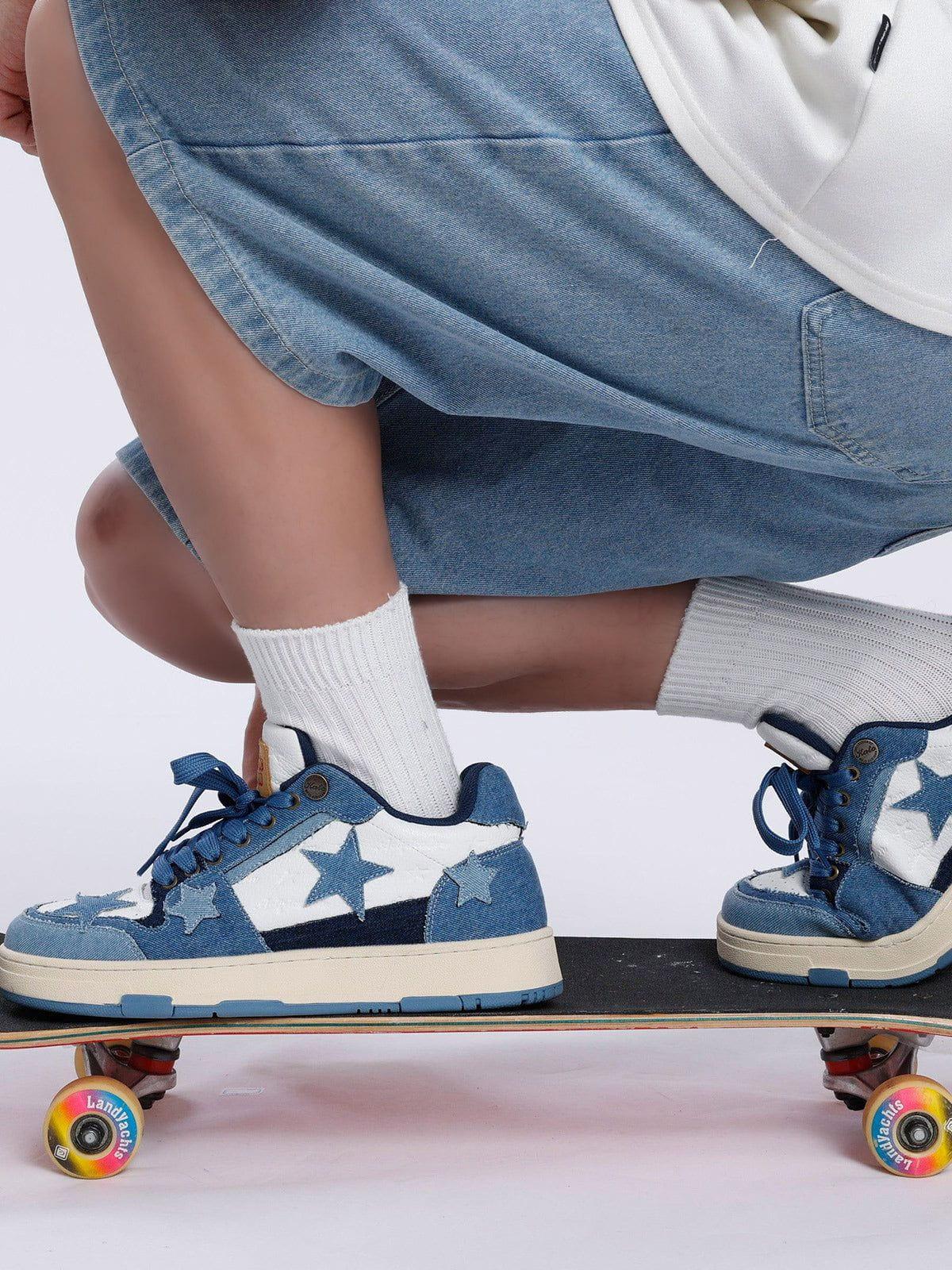 Starry Climb Stars Casual All-Match Denim Skate Shoes Product Image