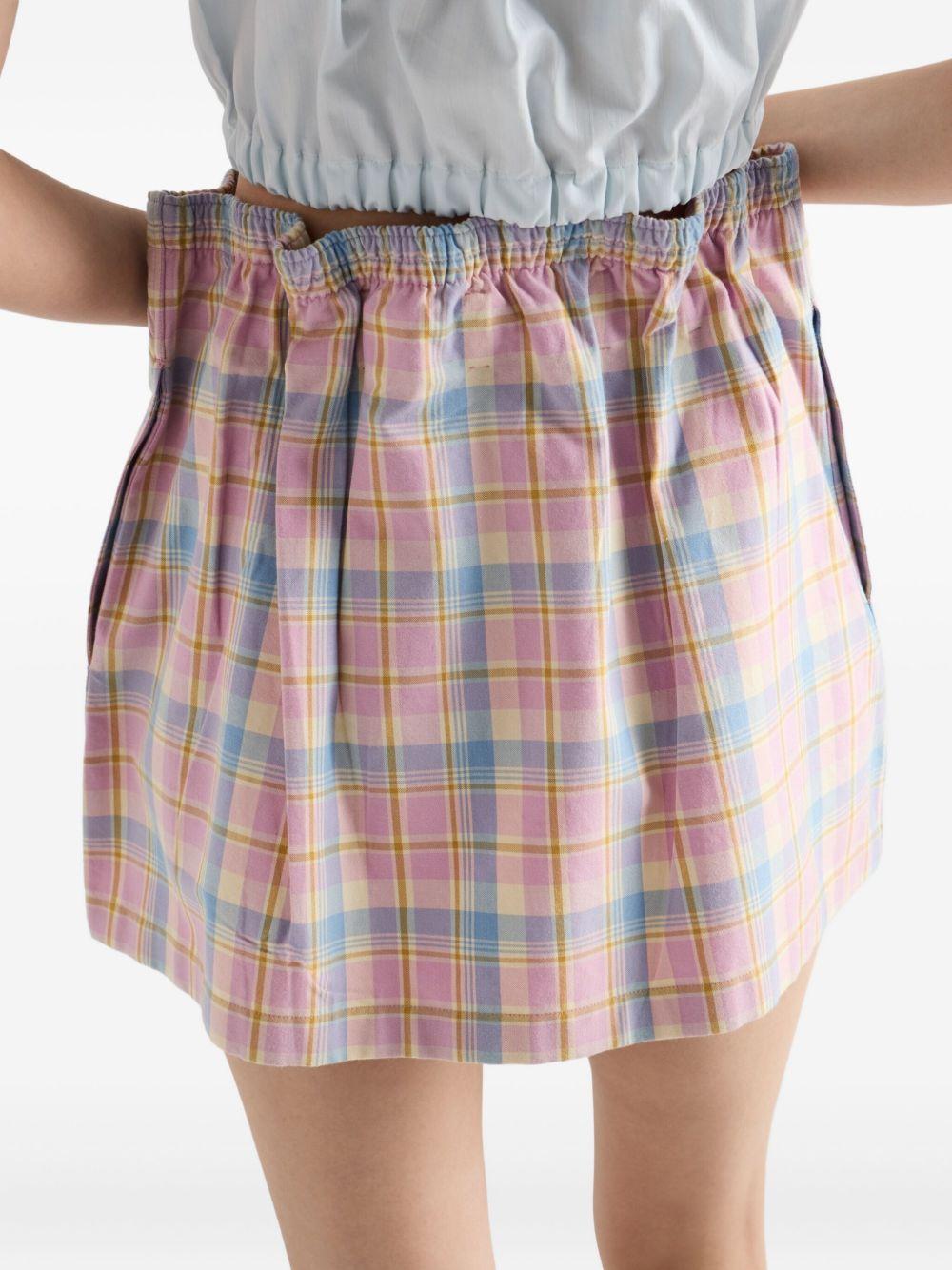 checked gathered-waist mini skirt Product Image