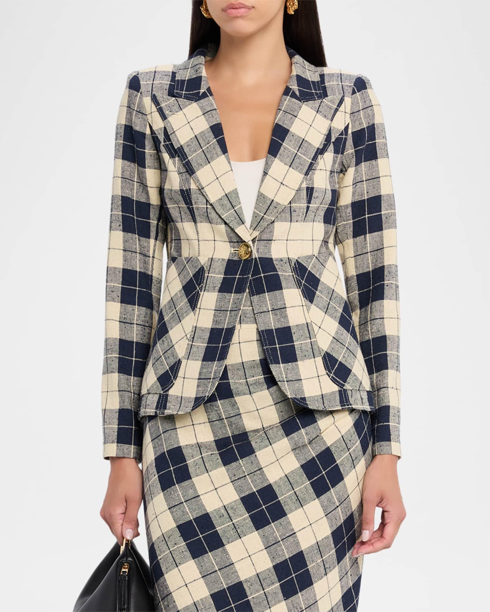 Plaid Asymmetrical Silk-Blend Skirt Product Image