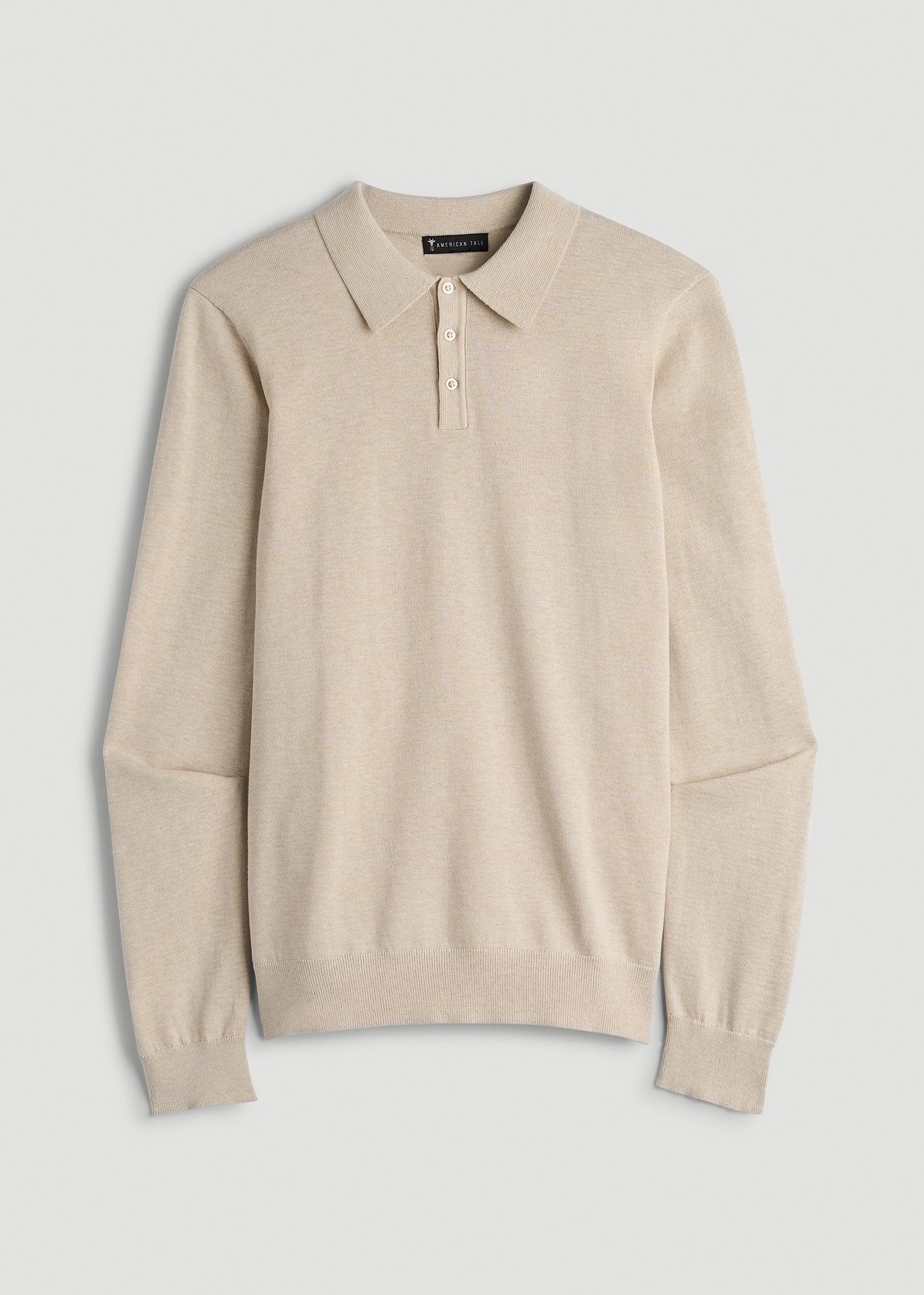 Polo Sweater for Tall Men in Vanilla Latte Mix Male Product Image
