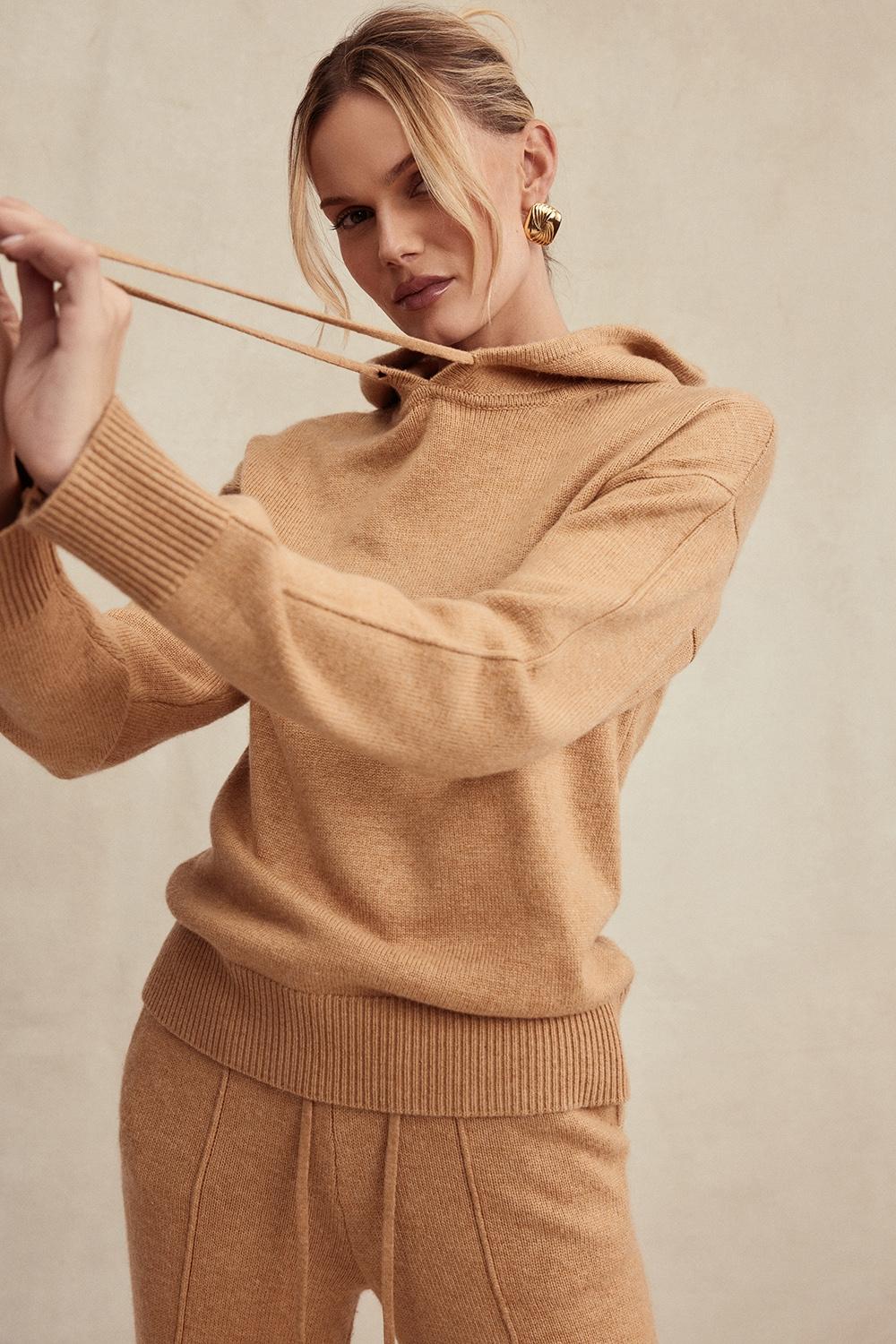 Jionni  camel cashmere blend hoodie - sale Product Image