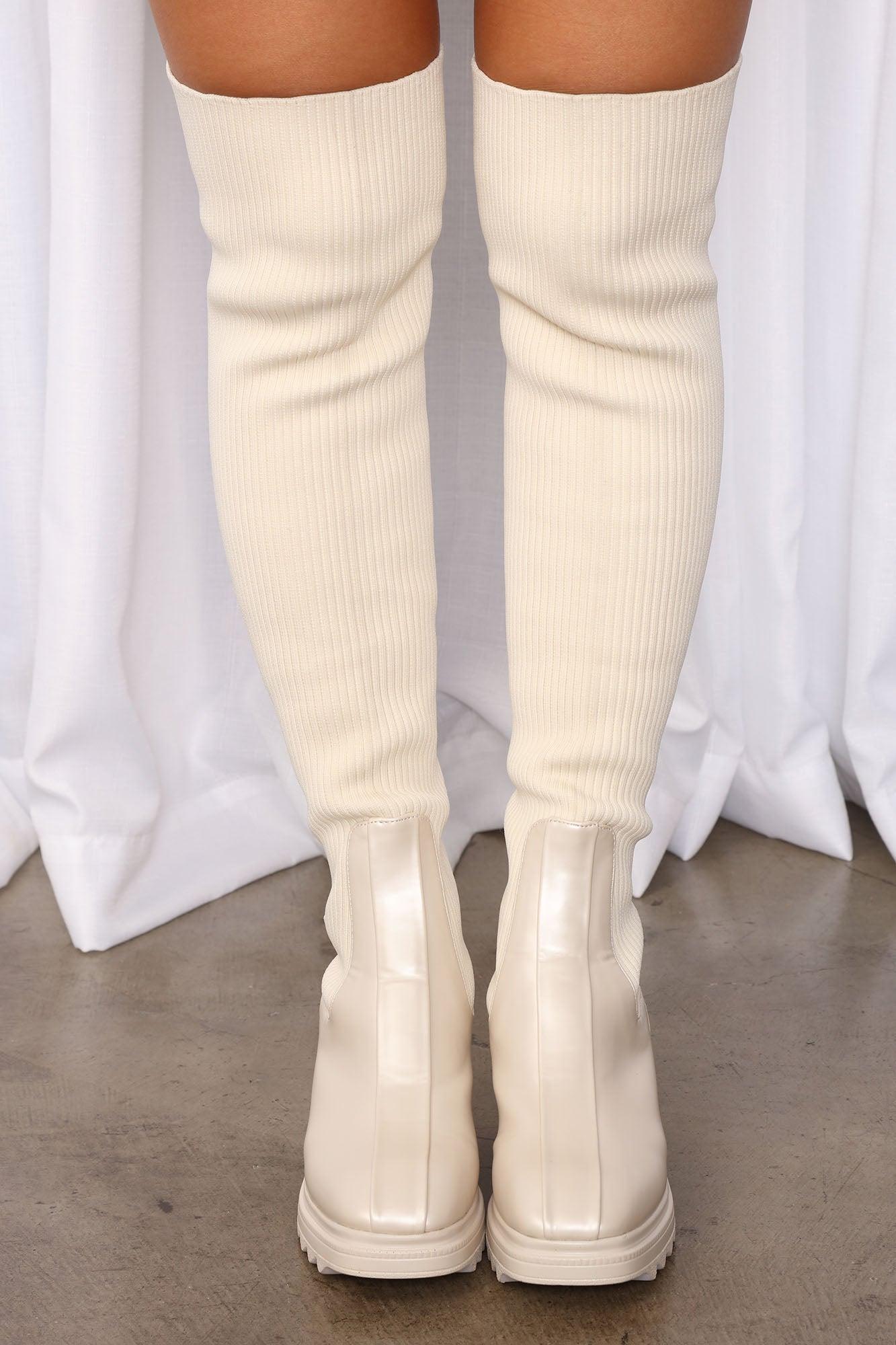 Sofie Over The Knee Boots - Nude Product Image