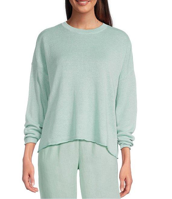 Eileen Fisher Organic Linen Cotton Cord Crew Neck Long Sleeve Top Product Image