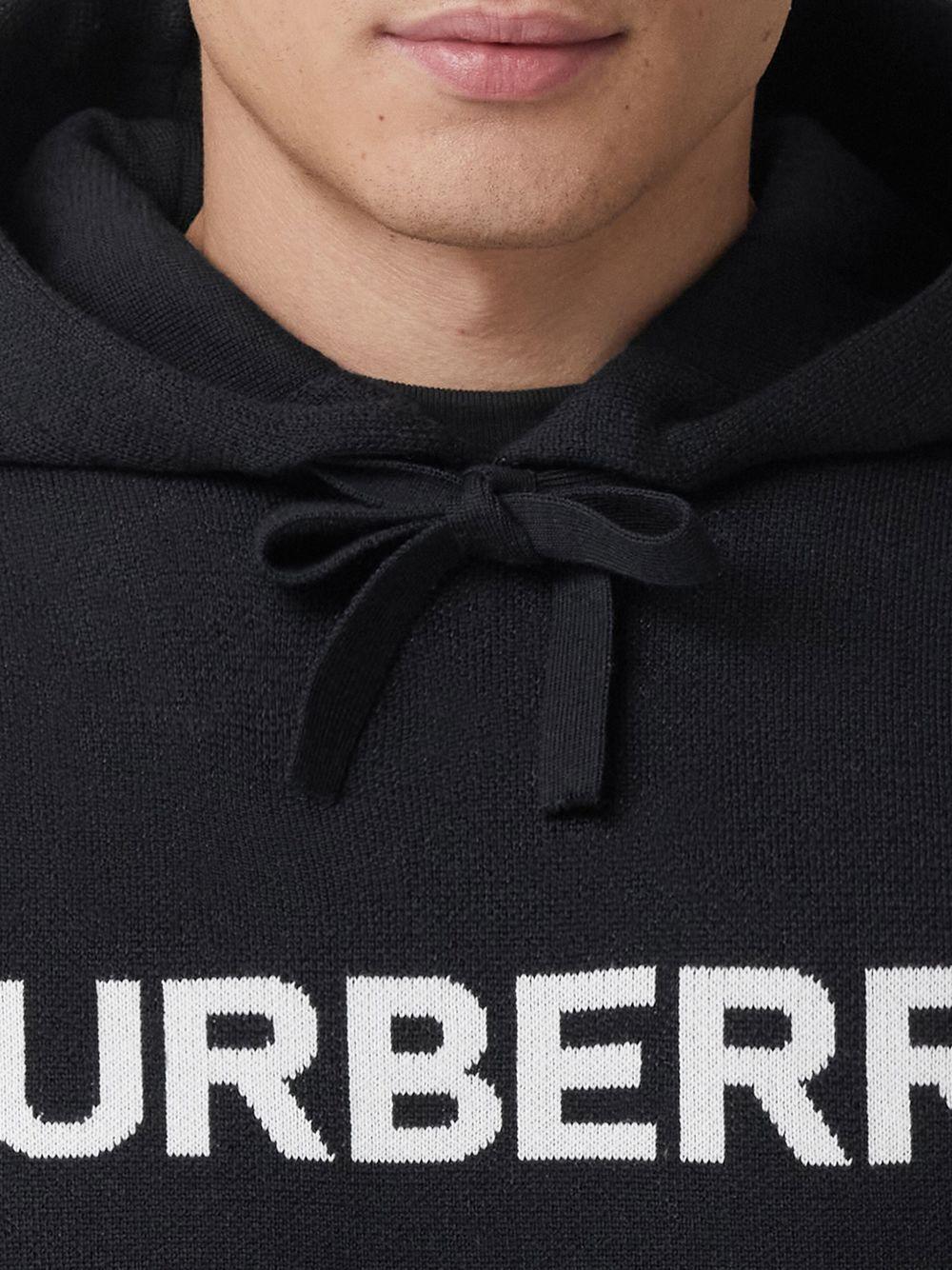 logo-intarsia drawstring hoodie Product Image