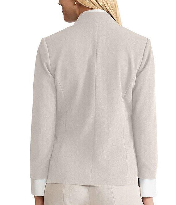 Ming Wang Tailored Two-Tone Stretch Crepe Notch Collar Long Sleeve Blazer Product Image