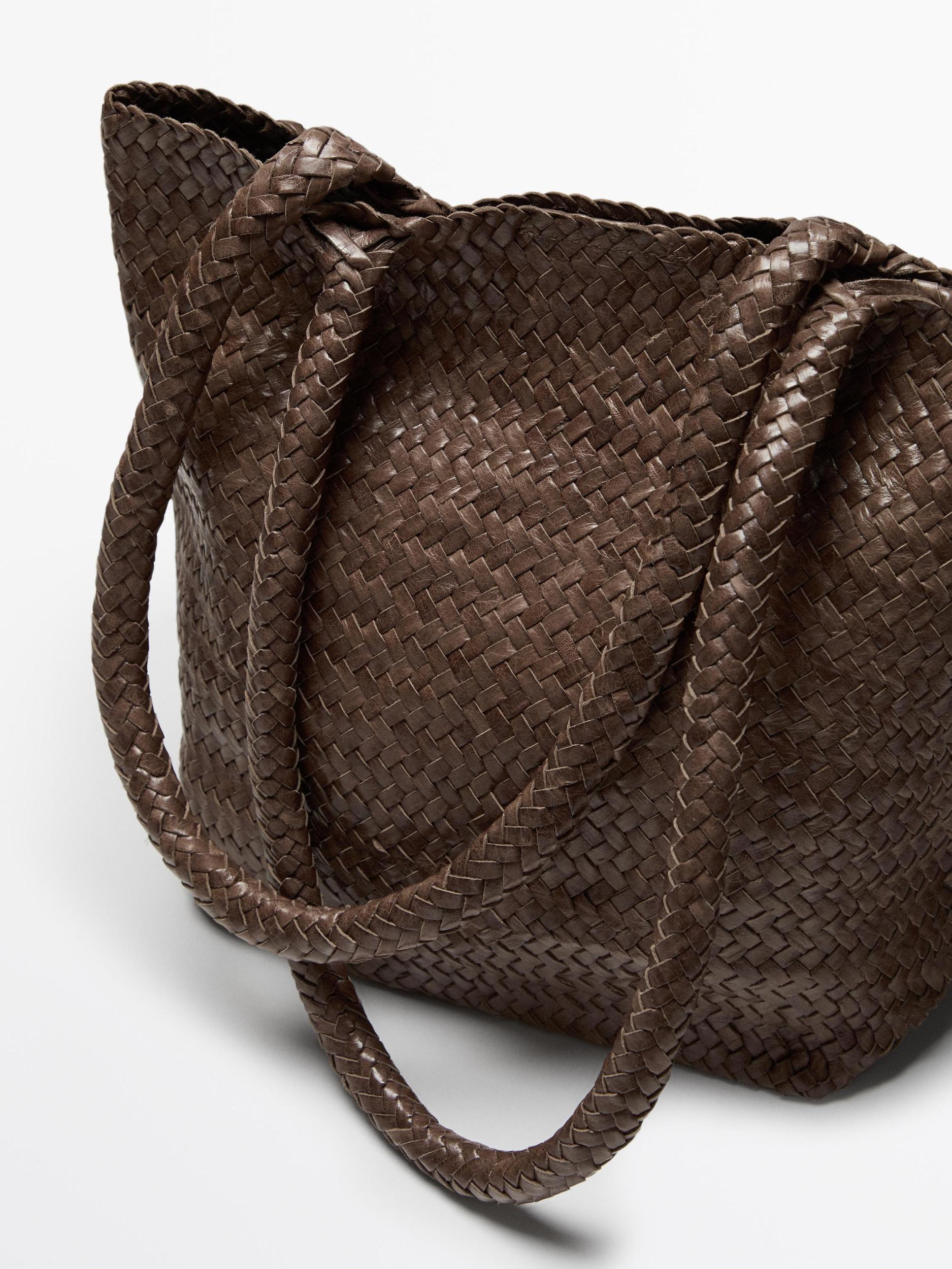 Braided nappa leather medium tote bag Product Image