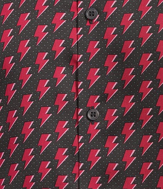 Murano The Murano Show Collection Slim Fit Lightning Print Sateen Long Sleeve Woven Shirt Product Image