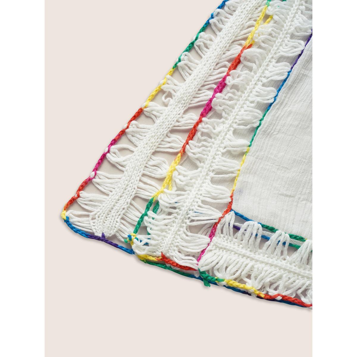 Plus Size Colored Crochet Slit Hem Swim Cover Up Women's Swimwear Originalwhite Beach Loose Crochet Curve Swim Cover Ups BloomChic 10/M Product Image