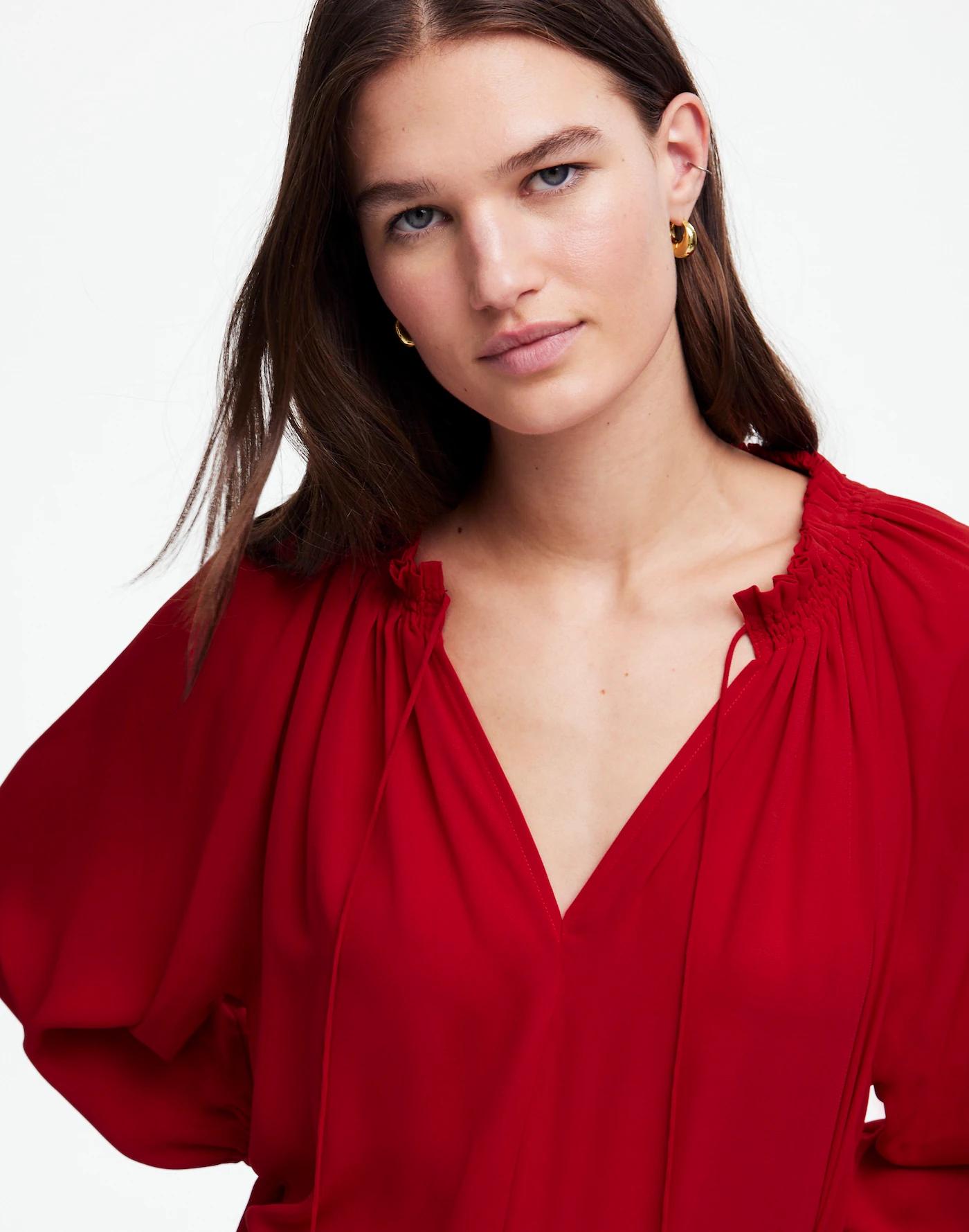 Long-Sleeve Tie-Neck Top Product Image