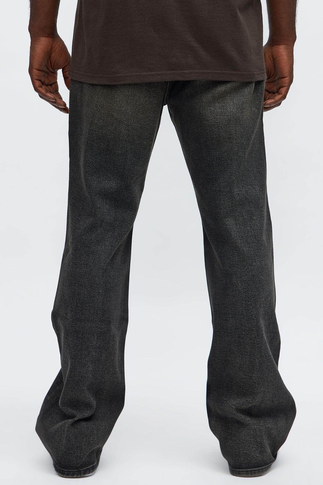 Stacked Slim Flare All Alone Distressed Jeans - Black Wash Male Product Image