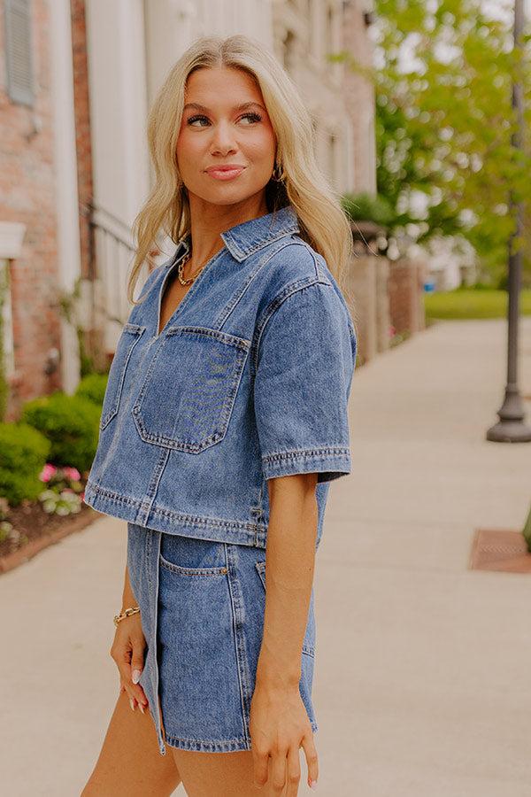 Downtown Chic Denim Top Product Image