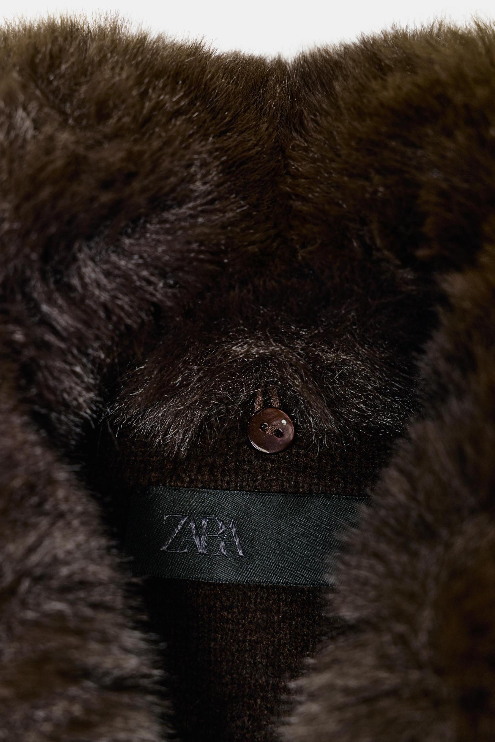 CARDIGAN WITH FAUX FUR COLLAR Product Image