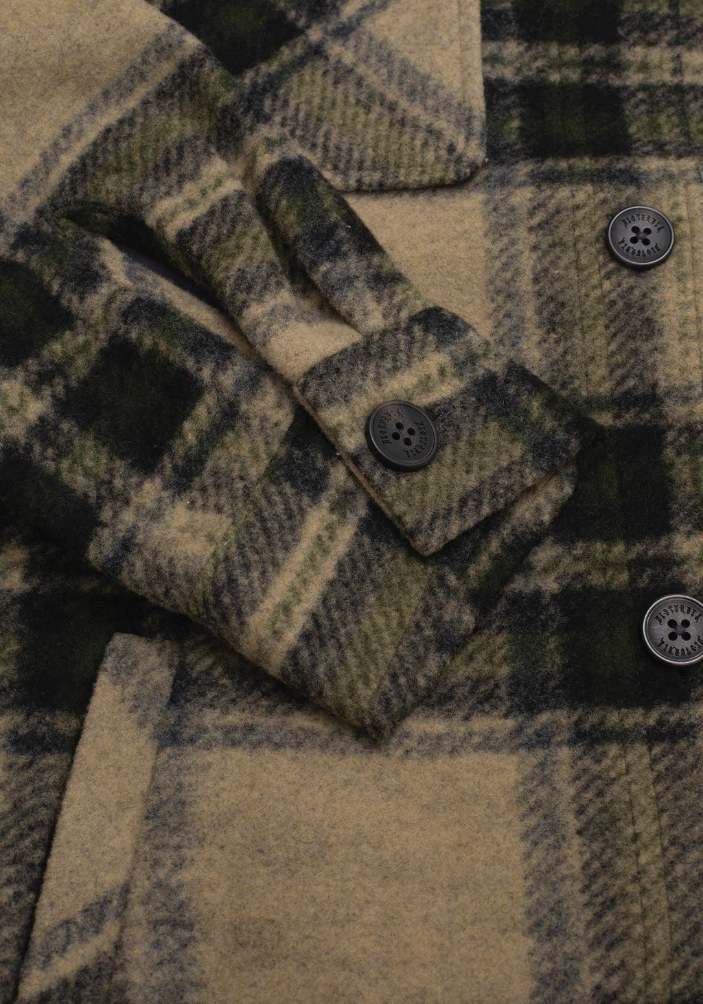 Trellis Hooded Pocket Check Shacket - Green Product Image