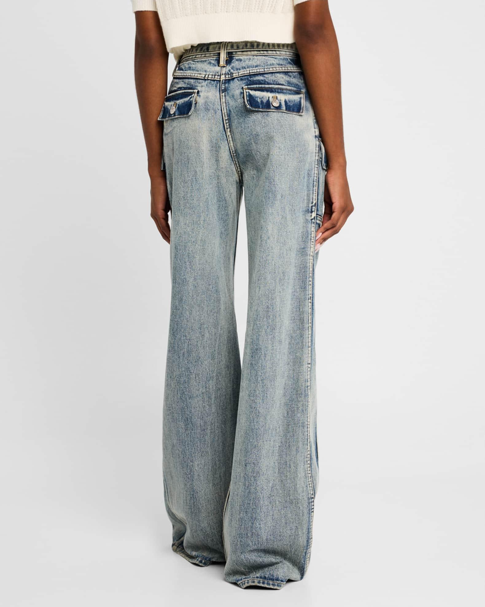 Belted Wide-Leg Cargo Jeans  Product Image