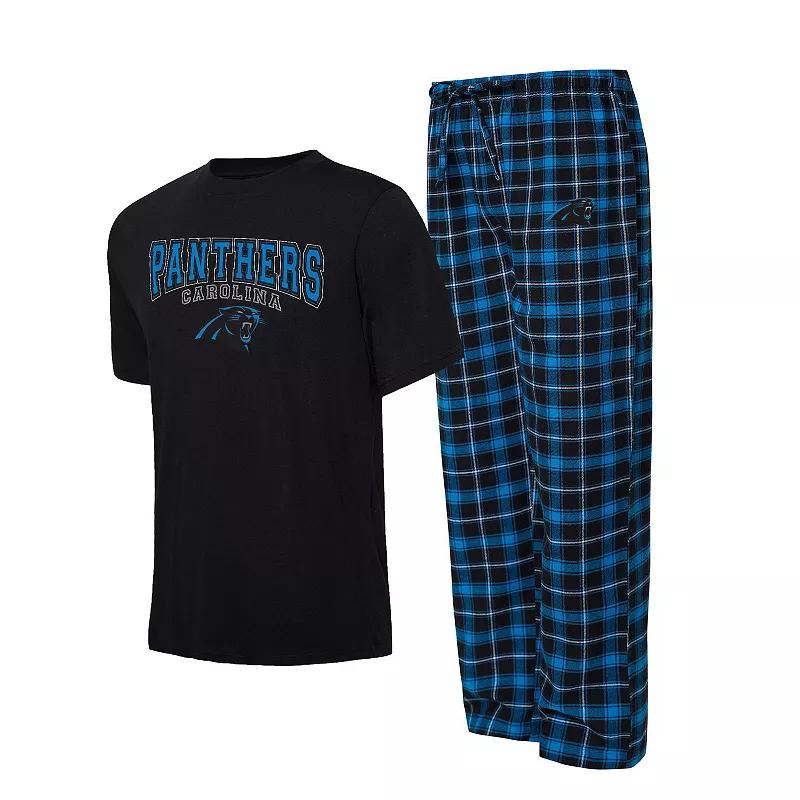 Men's Concepts Sport Black/Blue Carolina Panthers Arctic T-Shirt & Pajama Pants Sleep Set, Size: 2XL Product Image