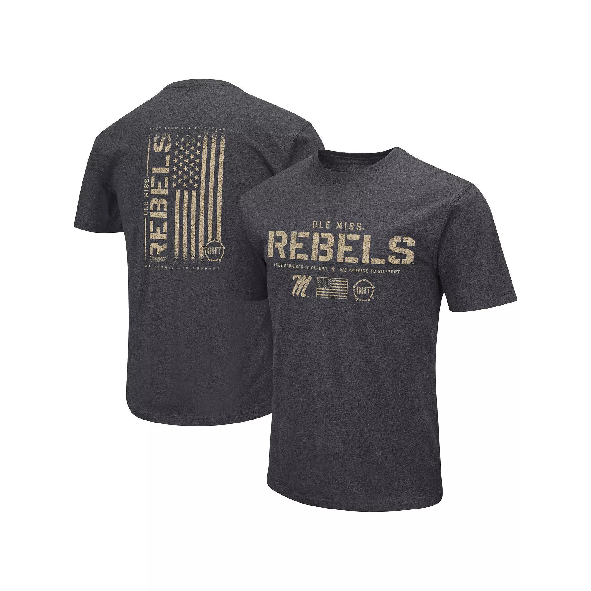 Men's Colosseum Heather Black Ole Miss Rebels Big & Tall OHT Military Appreciation Playbook T-Shirt,  Product Image