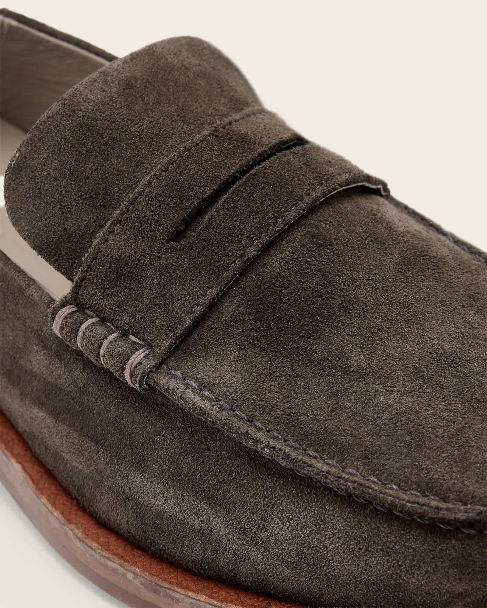 Bloom Soft Suede Loafers Dark Brown | ALLSAINTS US Product Image