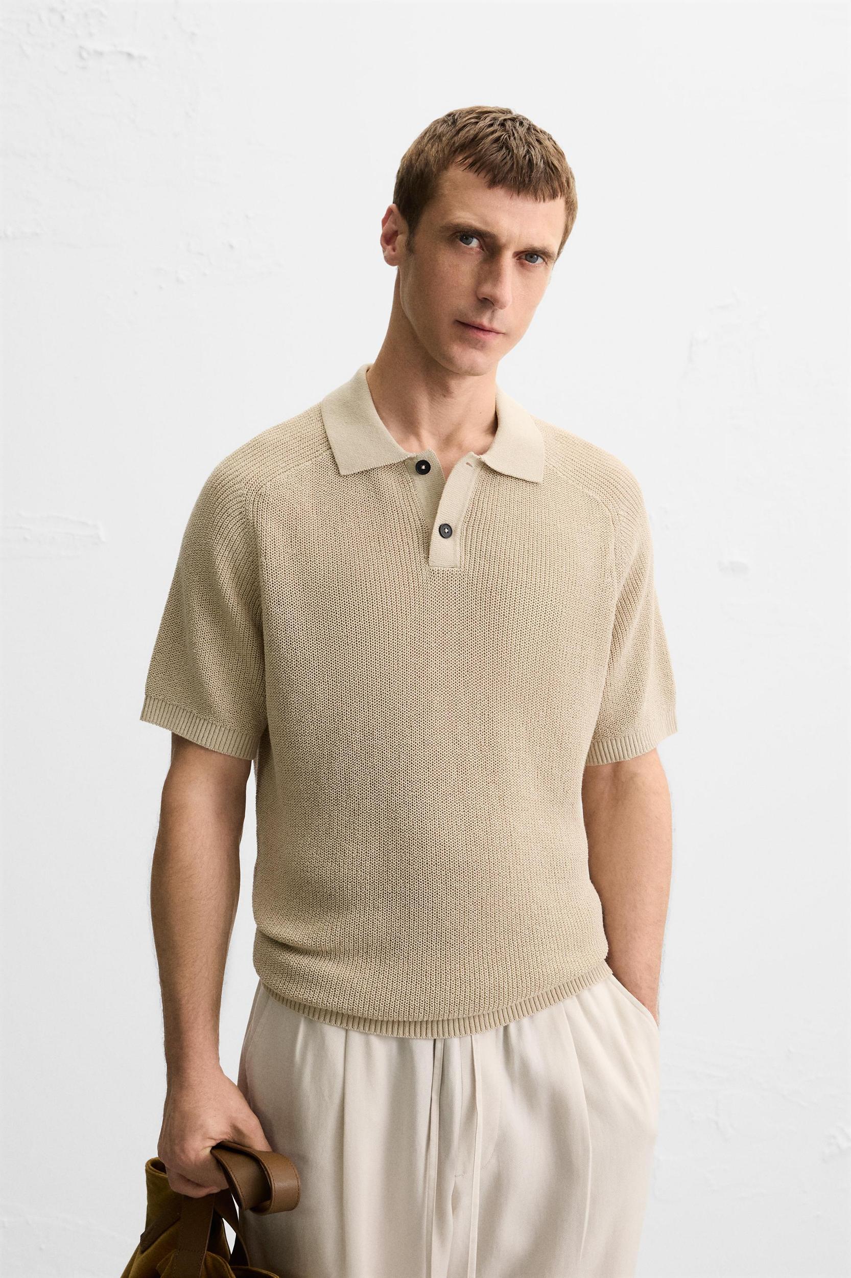 TEXTURED KNIT POLO SHIRT Product Image
