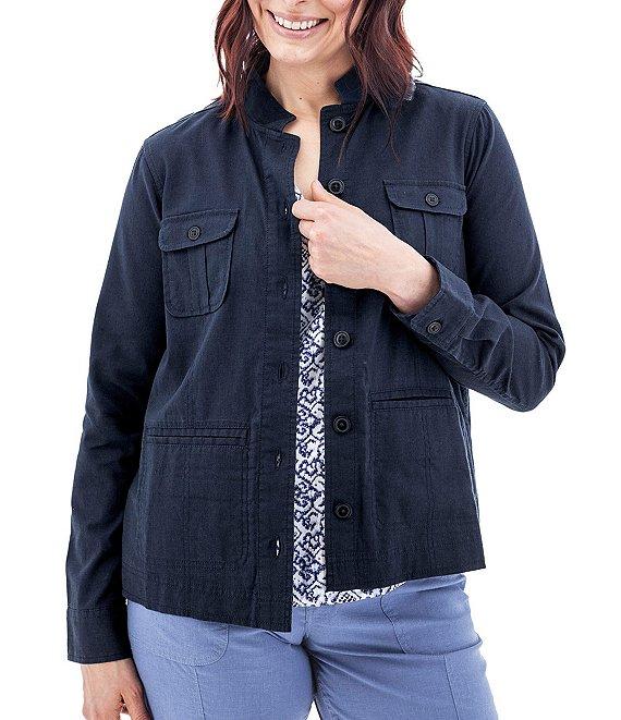 Aventura Temple Lightweight Utility Woven Button Front Jacket Product Image