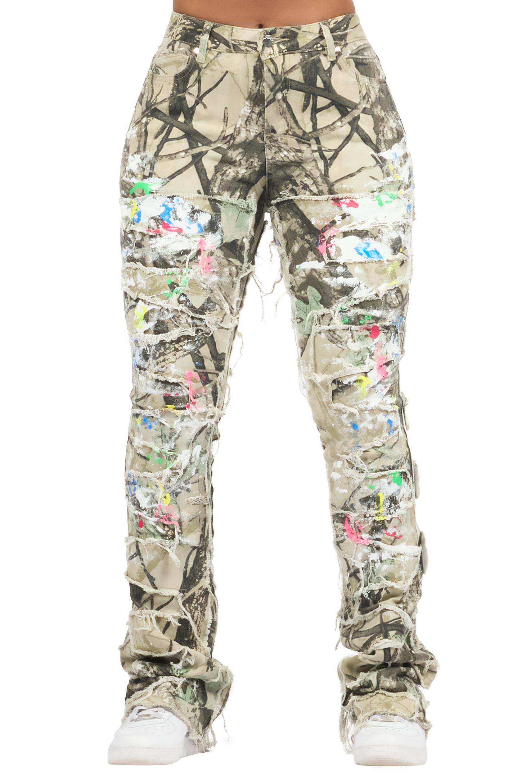 Raeshell Tree Camo Painted Stacked Jean Female Product Image
