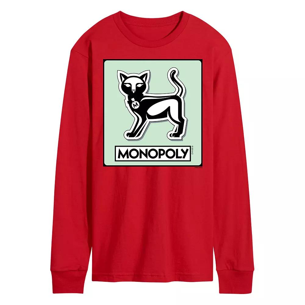 Men's Monopoly Cat Game Token Long Sleeve Graphic Tee,  Product Image