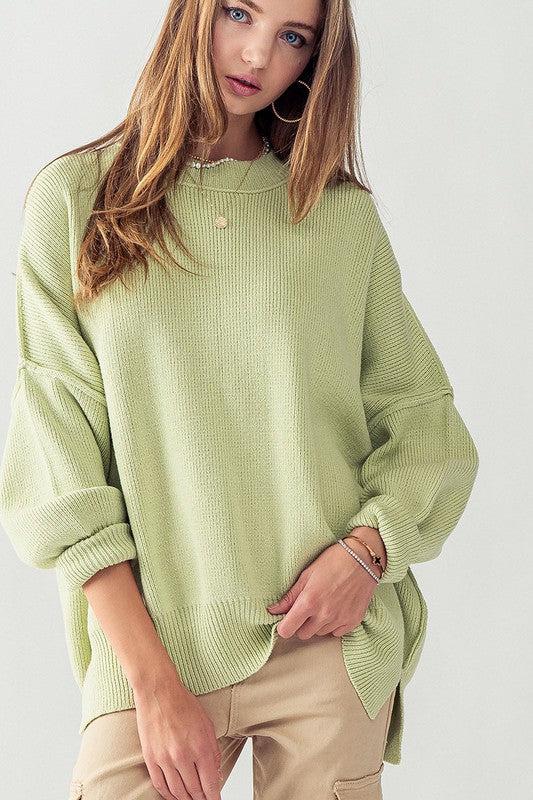 Cozy Side Slit Oversized Sweater Product Image