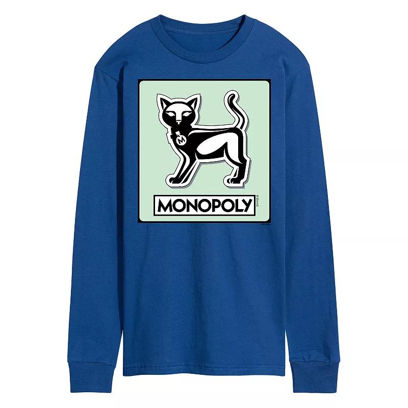 Men's Monopoly Cat Game Token Long Sleeve Graphic Tee,  Product Image
