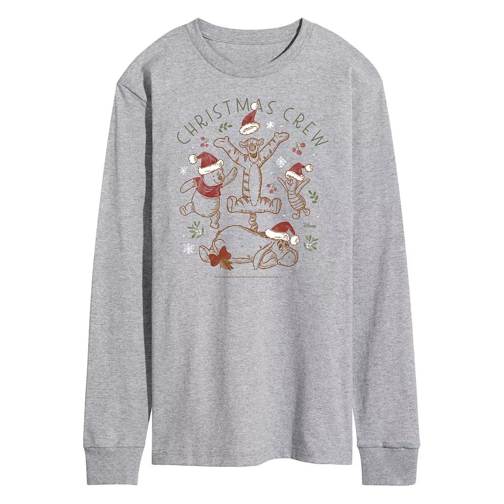Disney's Winnie The Pooh Men's Christmas Crew Long Sleeve Graphic Tee,  Product Image