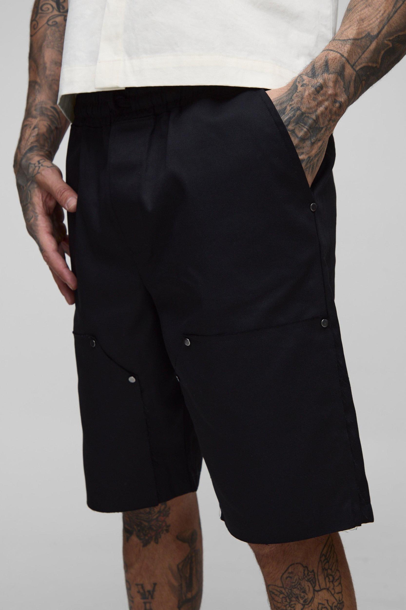 Tall Relaxed Fit Elasticated Waist Carpenter Shorts | boohooMAN USA Product Image