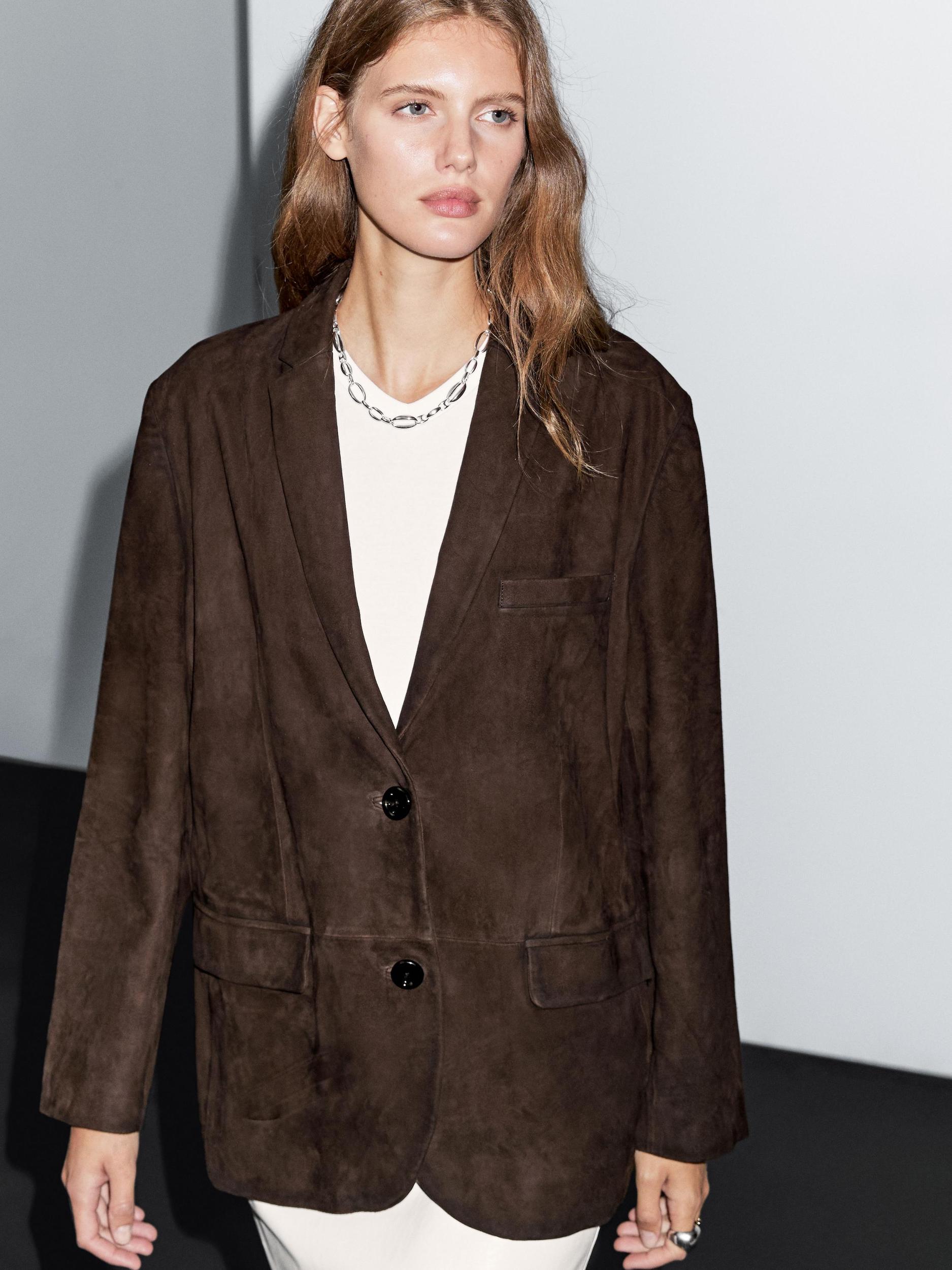 Suede leather blazer Product Image