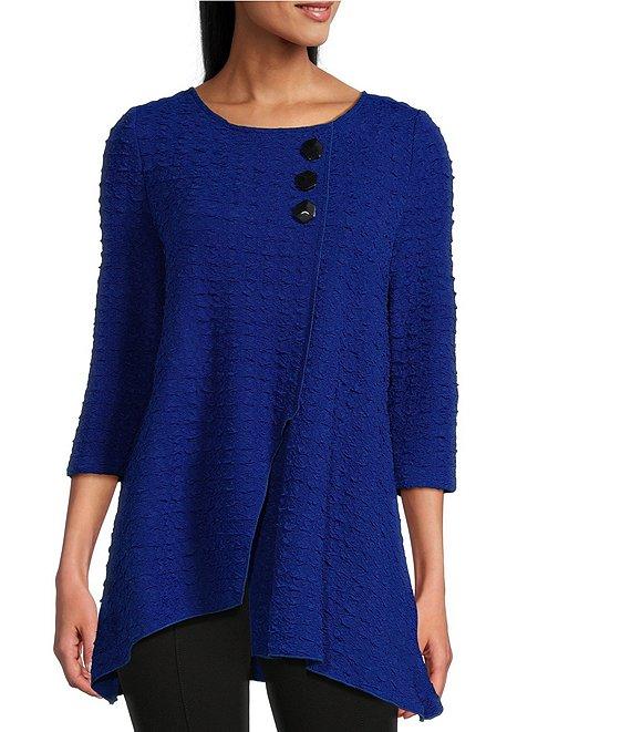 Slim Factor by Investments Crew Neckline Asymmetrical Hem Top Product Image