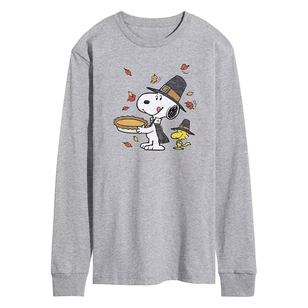 Men's Peanuts Thanksgiving Scene Tee, Size: Small, Gray Product Image
