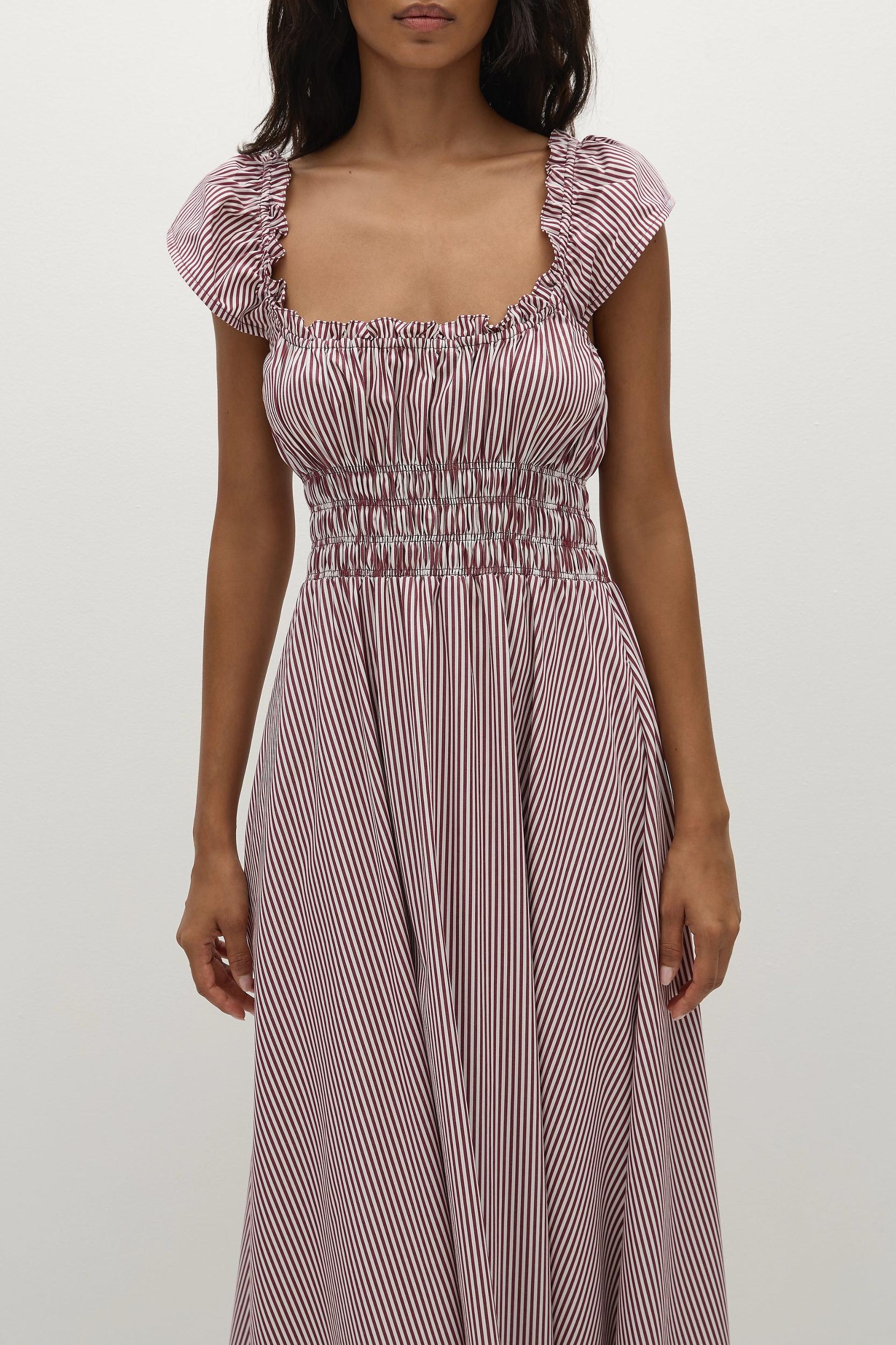 Janne Midi Dress Maia Stripe Burgundy - Final Sale Product Image