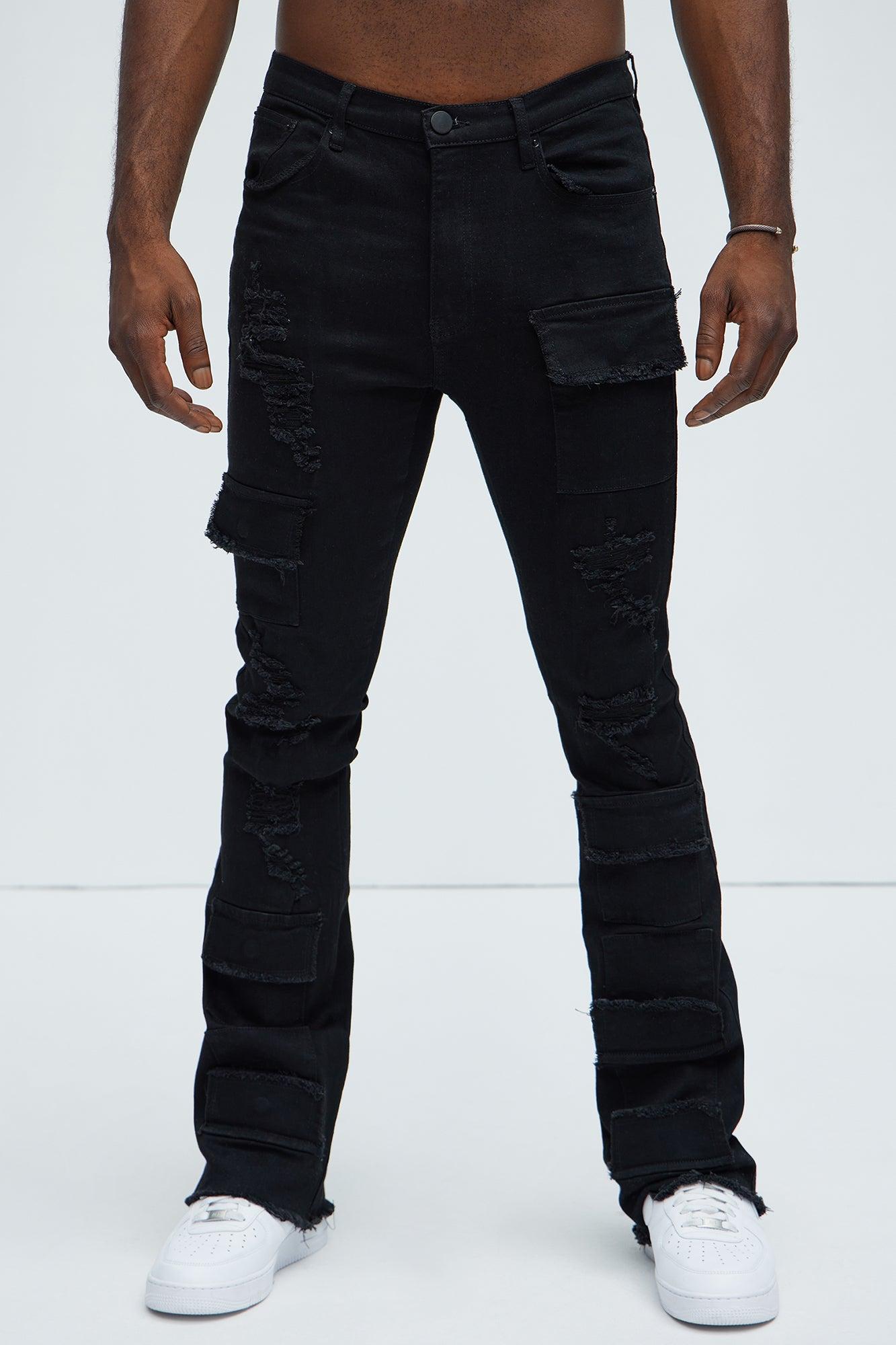 Spot On Stacked Skinny Flare Jeans - Black Product Image