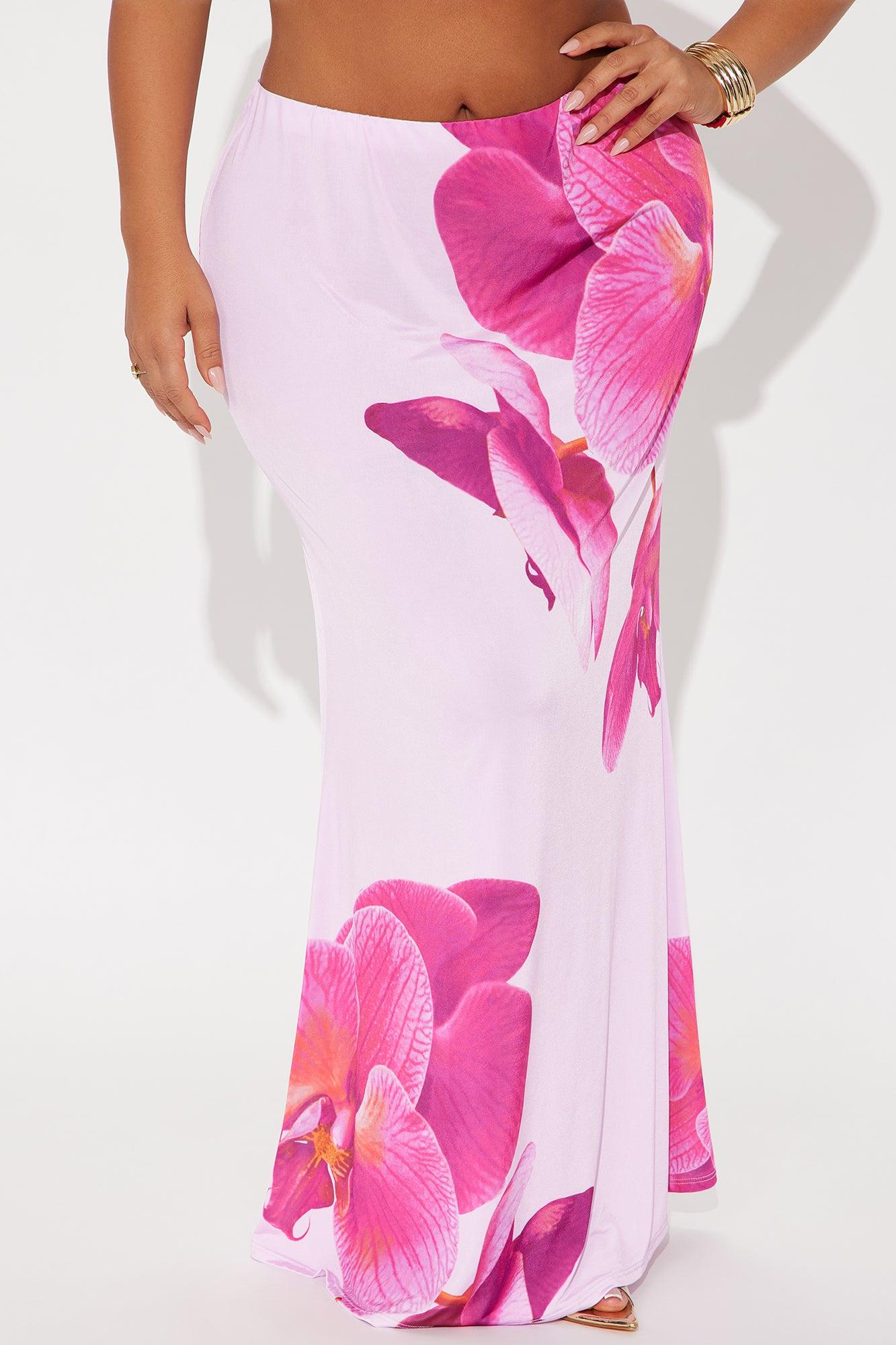 Liliana Floral Satin Maxi Skirt - Pink/combo Female Product Image