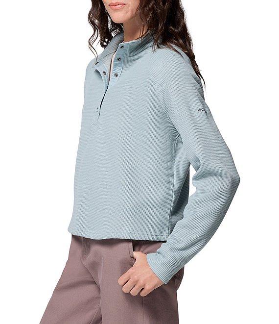 Columbia Holly Hideaway Waffle Knit Mock Neck Long Sleeves Snap Front Top Product Image
