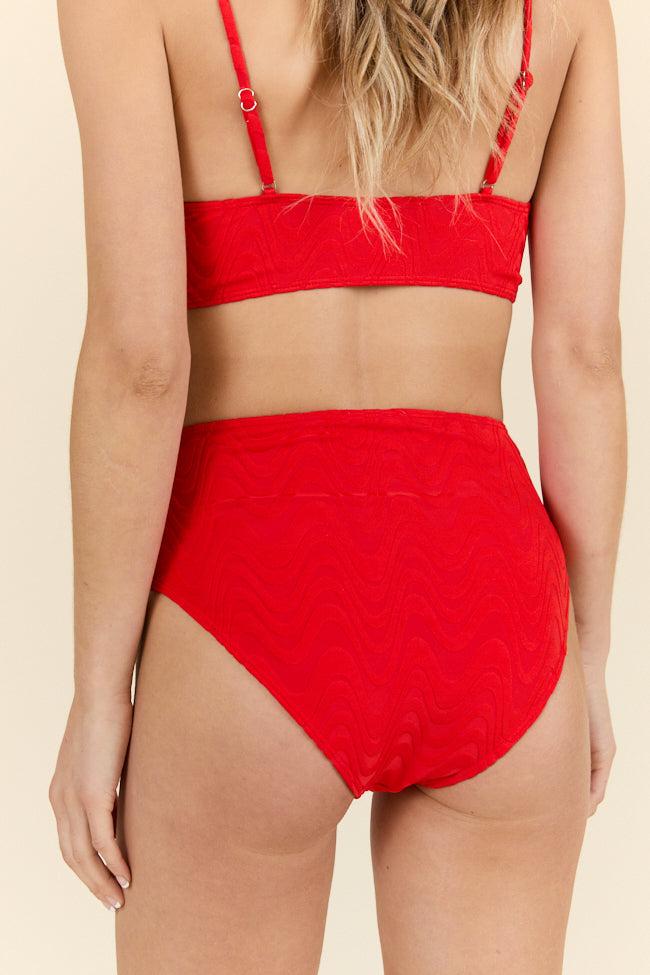 Lake Day Red Textured Bikini Bottoms FINAL SALE Product Image