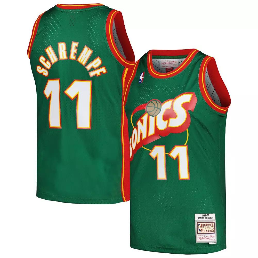 Men's Mitchell & Ness Detlef Schrempf Green Seattle SuperSonics Hardwood Classics Swingman Jersey, Size: Small, Nba Green Product Image