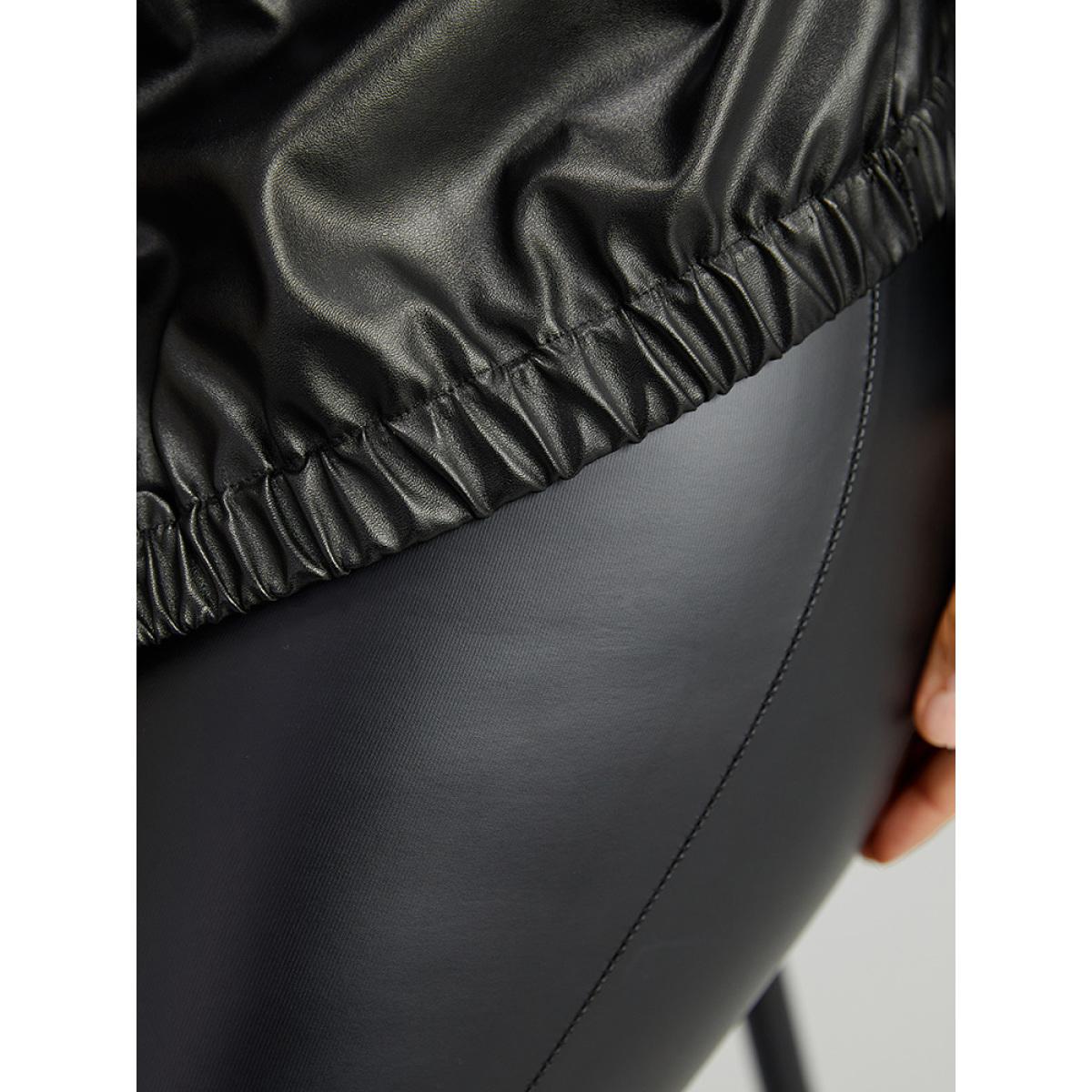 Plus Size Plaid Patchwork Contrast Button Up Jacket Women Black Elastic cuffs Dailywear Jackets BloomChic 22-24/3X Product Image