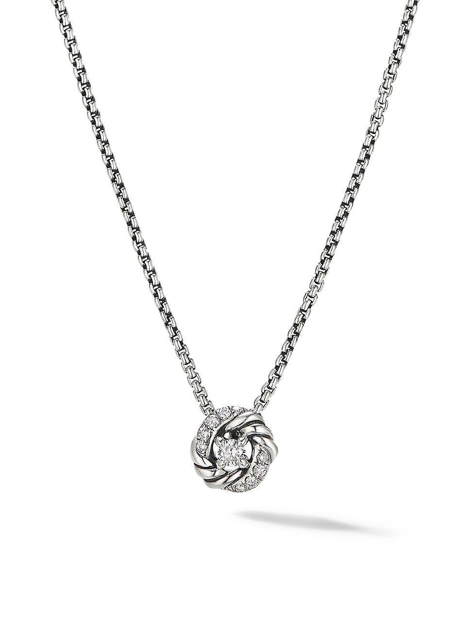 David Yurman Sterling Petite Infinity Pendant Necklace with Diamonds, 17 Product Image